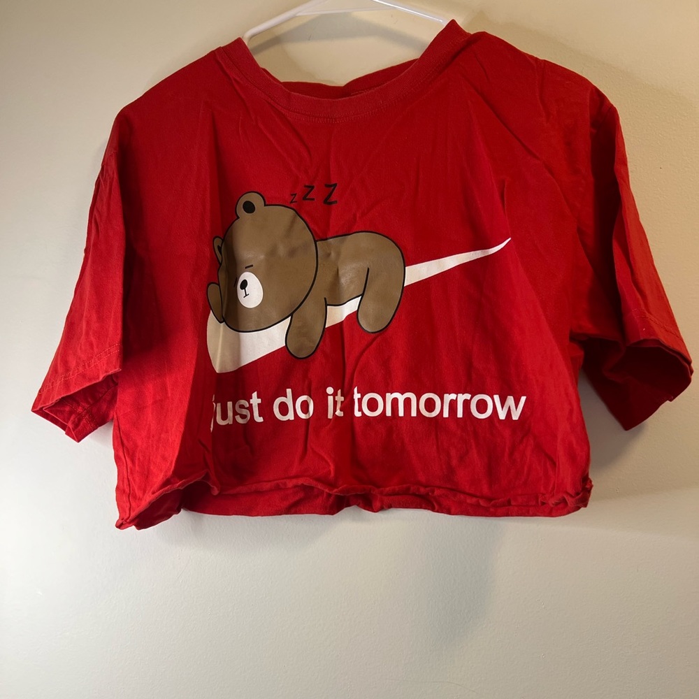 Red "Let's do it tomorrow" crop top- large--183